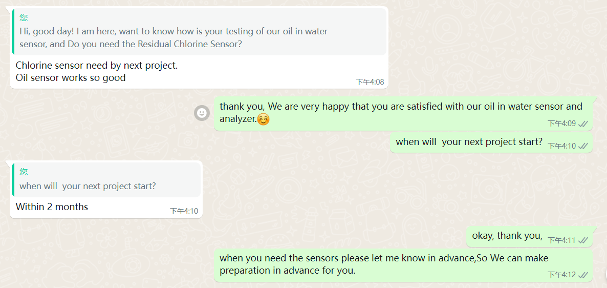 oil in water Customer comment